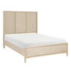 Ary Queen Size Bed | 3 Panel Farmhouse Headboard | Light Oak Brown