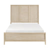 Ary Queen Size Bed | 3 Panel Farmhouse Headboard | Light Oak Brown