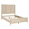 Ary Queen Size Bed | 3 Panel Farmhouse Headboard | Light Oak Brown