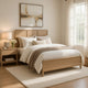 Ary Queen Size Bed | 3 Panel Farmhouse Headboard | Light Oak Brown