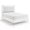 Cyna Queen Size Bed | Chenille Tufted Headboard and LED Lighting | White
