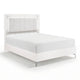 Cyna Queen Size Bed | Chenille Tufted Headboard and LED Lighting | White