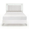 Cyna Queen Size Bed | Chenille Tufted Headboard and LED Lighting | White