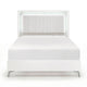 Cyna Queen Size Bed | Chenille Tufted Headboard and LED Lighting | White