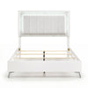 Cyna Queen Size Bed | Chenille Tufted Headboard and LED Lighting | White