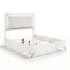 Cyna Queen Size Bed | Chenille Tufted Headboard and LED Lighting | White