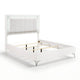 Cyna Queen Size Bed | Chenille Tufted Headboard and LED Lighting | White