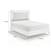 Cyna Queen Size Bed | Chenille Tufted Headboard and LED Lighting | White