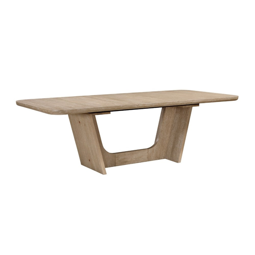 Wily Dining Table | 74-94" Extendable Top | U Base | Natural Oak Brown