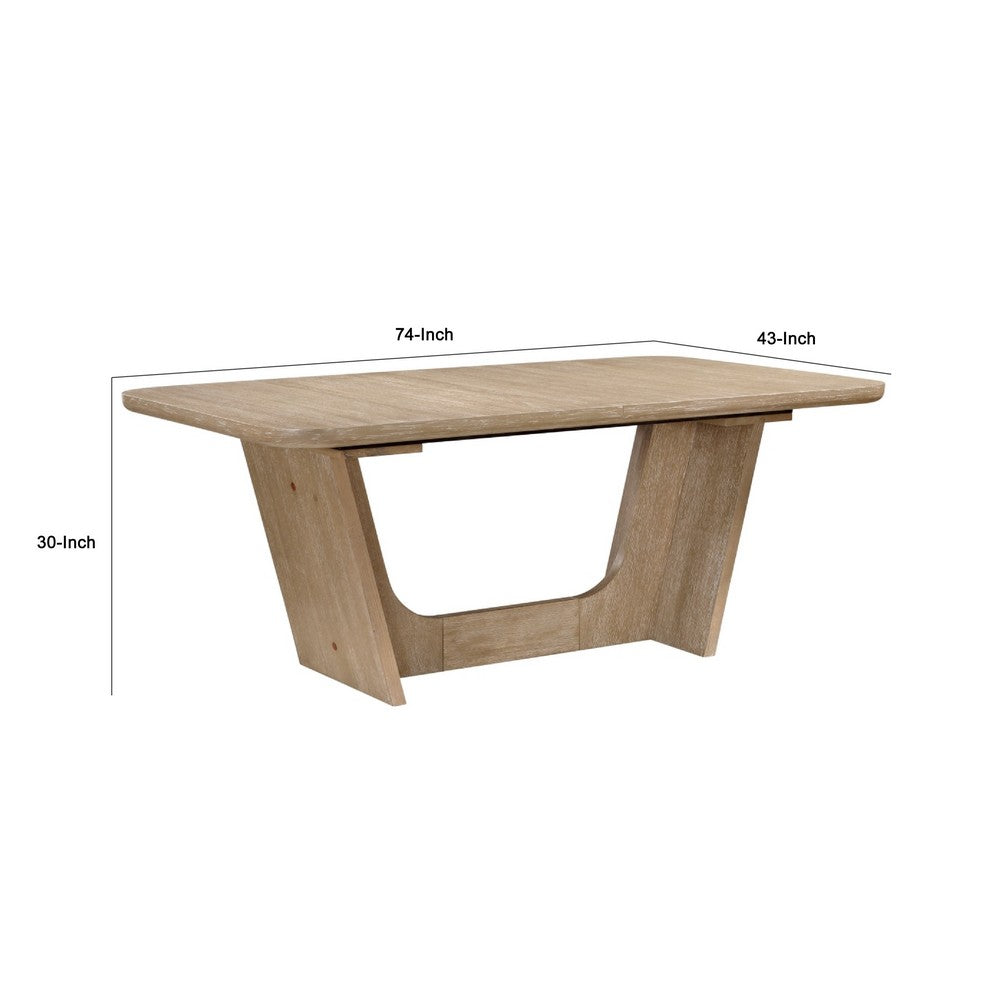 Wily Dining Table | 74-94" Extendable Top | U Base | Natural Oak Brown