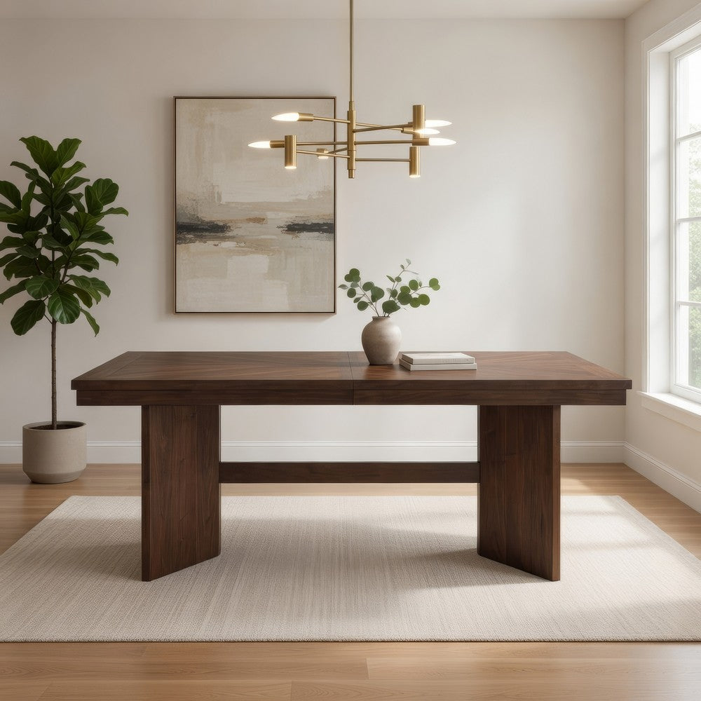 Bloi Dining Table | 76-94" Extendable Top | Walnut Brown Trestle Base