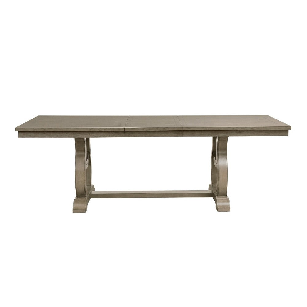 Mili Dining Table | 76-96" Extendable Top | Slim Trestle Base | Gray