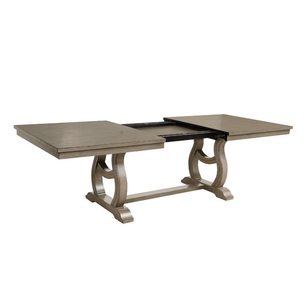 Mili Dining Table | 76-96" Extendable Top | Slim Trestle Base | Gray