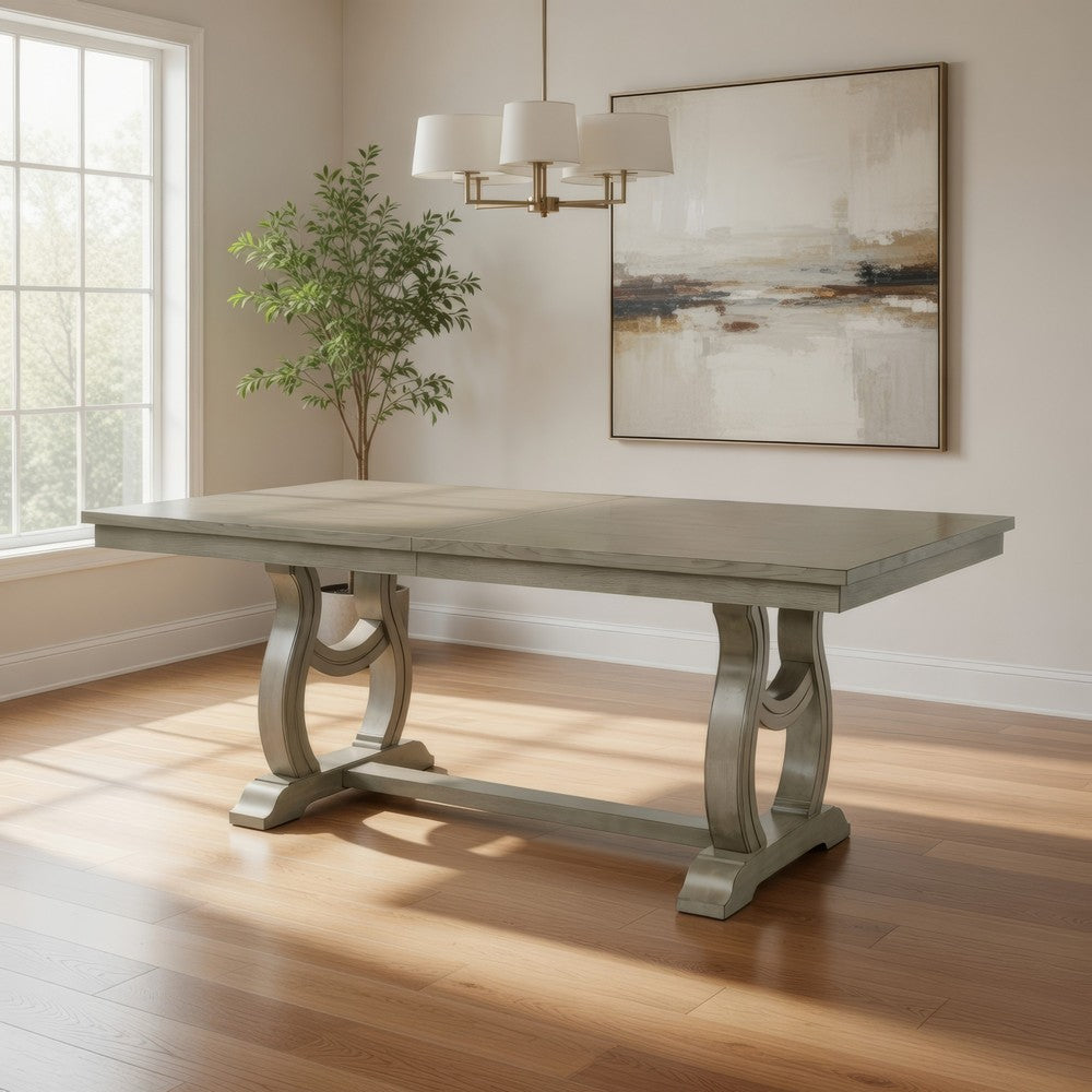Mili Dining Table | 76-96" Extendable Top | Slim Trestle Base | Gray