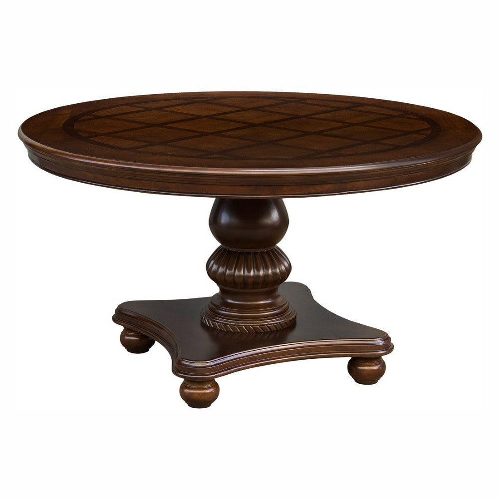 Rion Dining Table | 54" Round Top with Pedestal Base | Cherry Brown