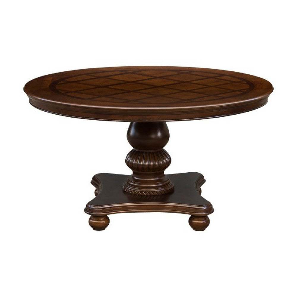 Rion Dining Table | 54" Round Top with Pedestal Base | Cherry Brown