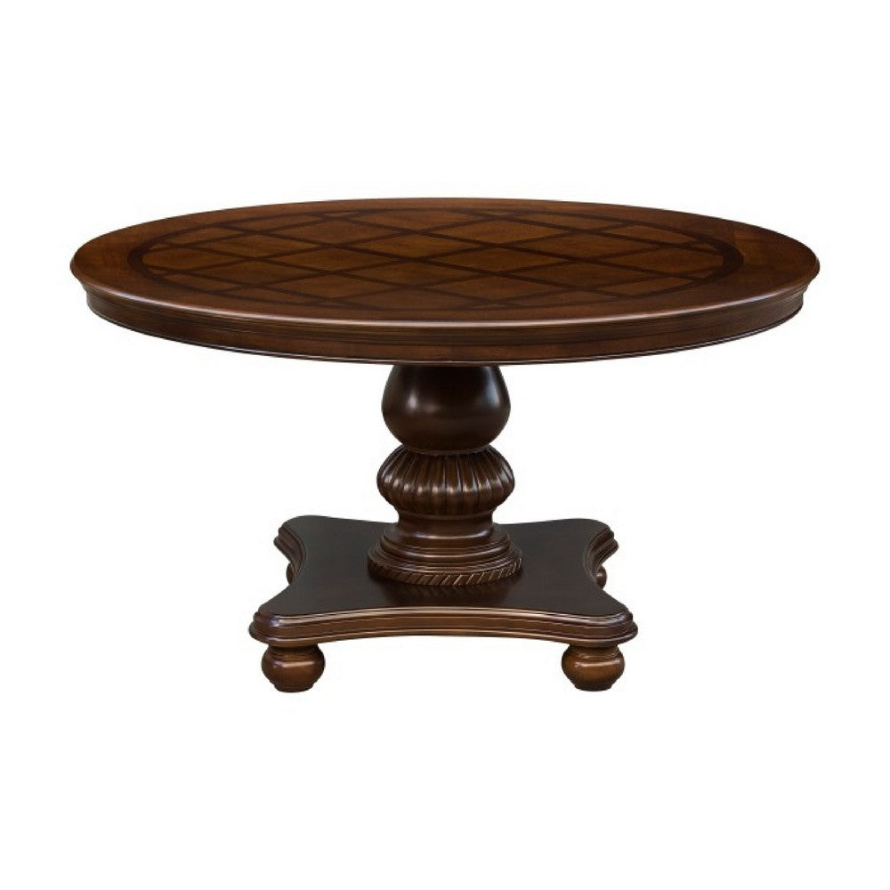 Rion Dining Table | 54" Round Top with Pedestal Base | Cherry Brown