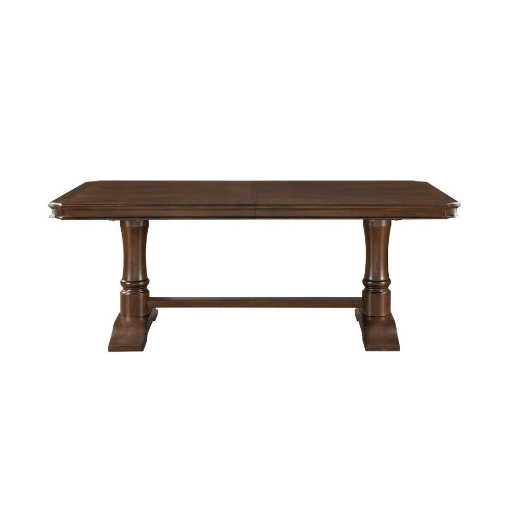 Feva Dining Table | 78-96" Extendable Top | Cherry Brown Trestle Base