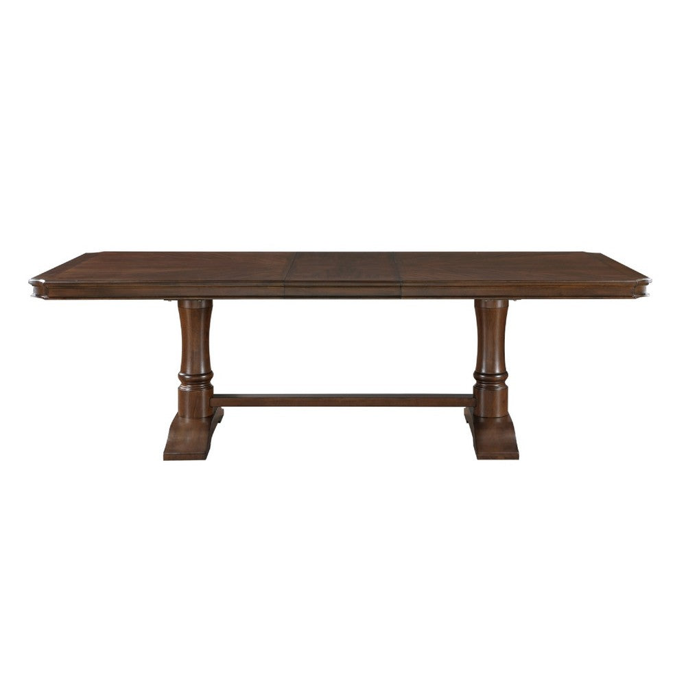 Feva Dining Table | 78-96" Extendable Top | Cherry Brown Trestle Base