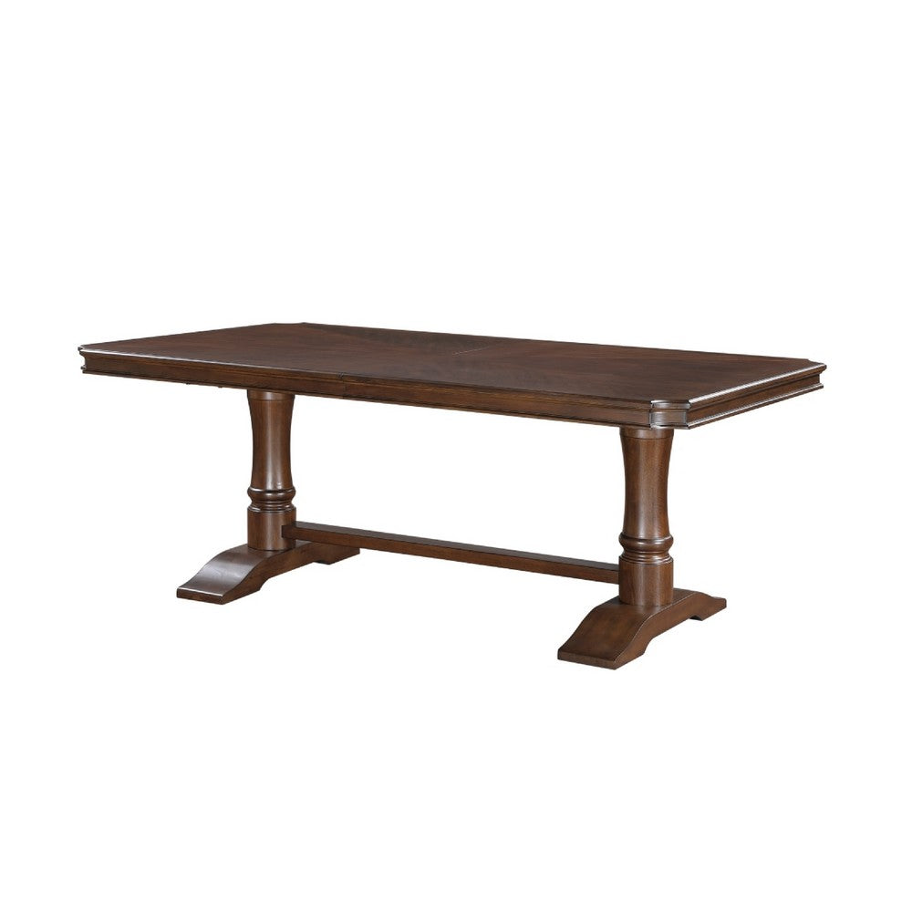 Feva Dining Table | 78-96" Extendable Top | Cherry Brown Trestle Base