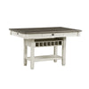 Rome Counter Height Dining Table | 60" Top with Wine Rack | White Brown