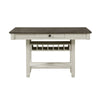 Rome Counter Height Dining Table | 60" Top with Wine Rack | White Brown