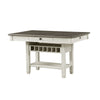 Rome Counter Height Dining Table | 60" Top with Wine Rack | White Brown