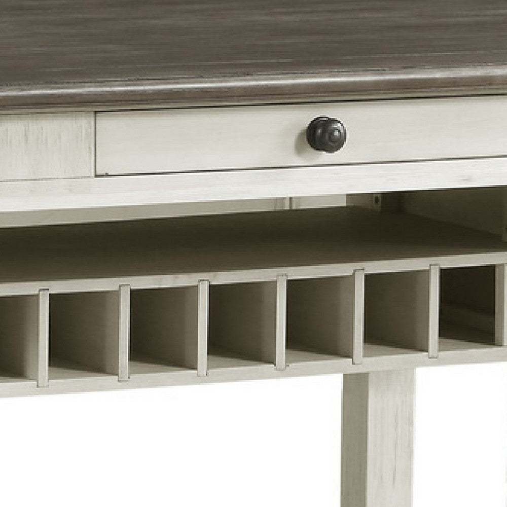 Rome Counter Height Dining Table | 60" Top with Wine Rack | White Brown