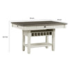 Rome Counter Height Dining Table | 60" Top with Wine Rack | White Brown