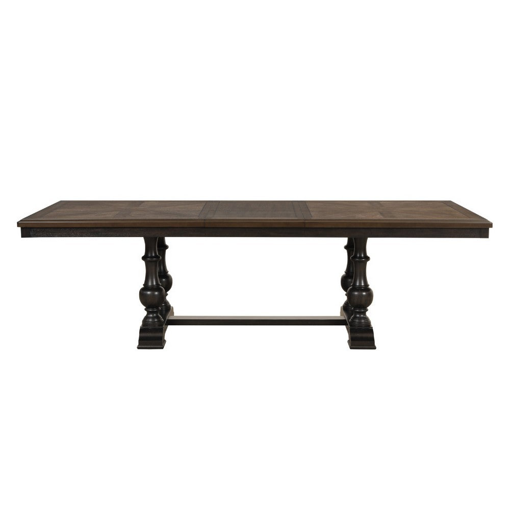 Tom Dining Table | 82-104" Extendable Top | Trestle Base | 2 Tone Brown