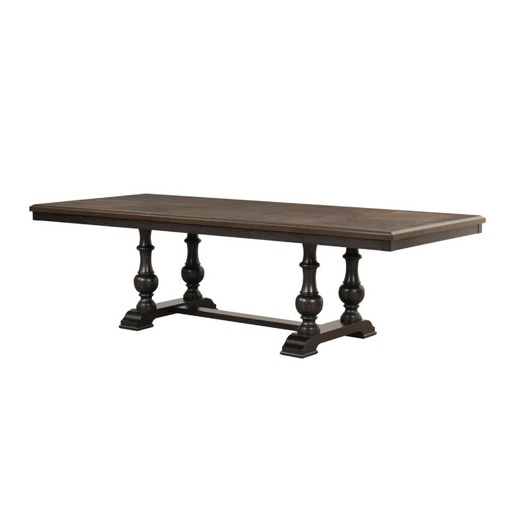 Tom Dining Table | 82-104" Extendable Top | Trestle Base | 2 Tone Brown