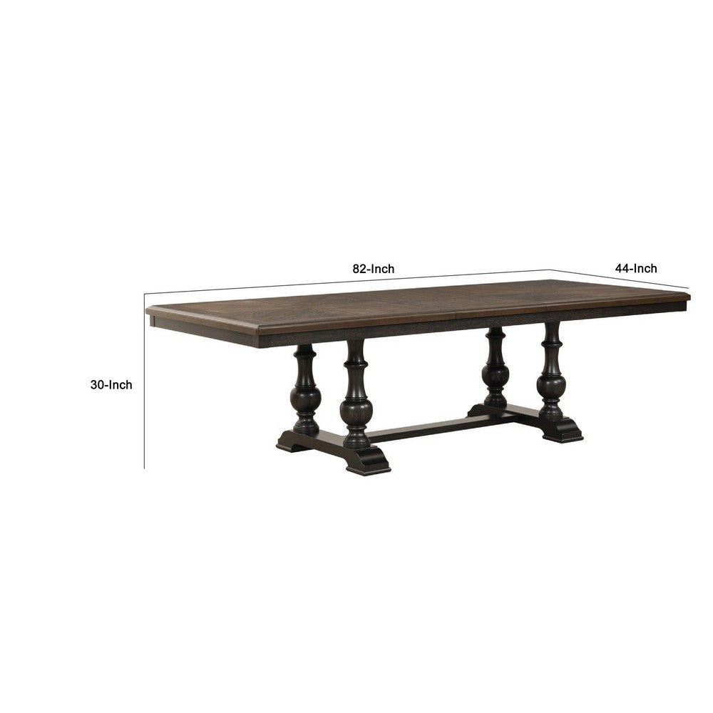 Tom Dining Table | 82-104" Extendable Top | Trestle Base | 2 Tone Brown