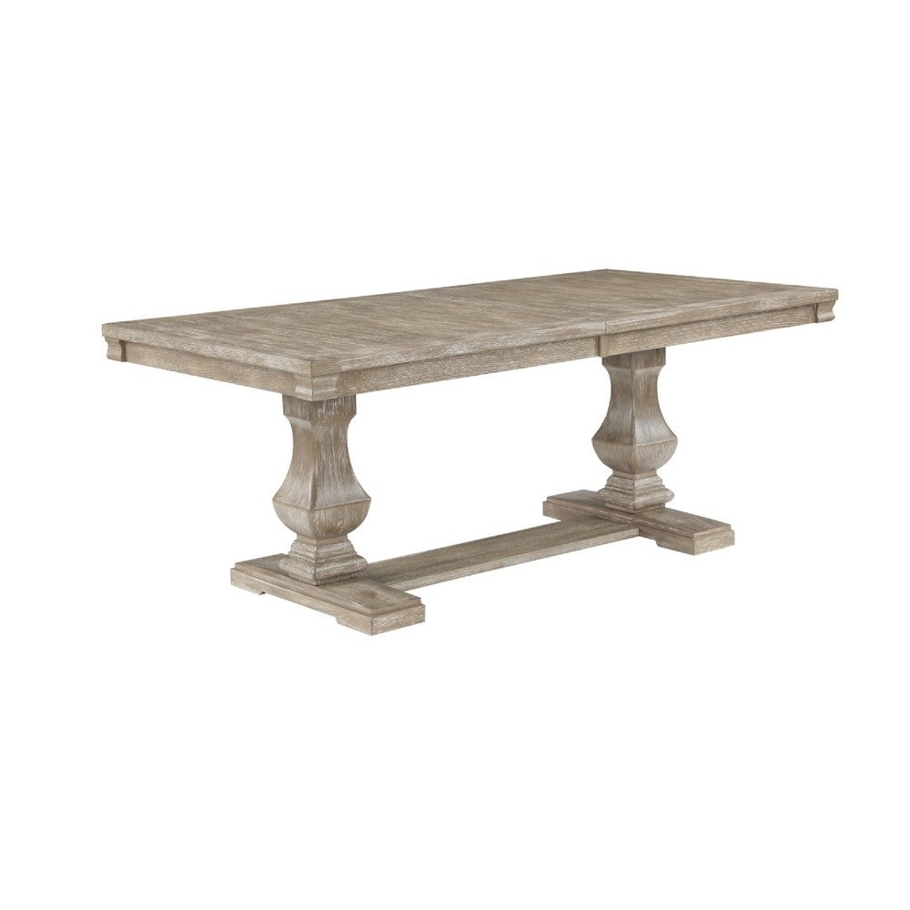 Ruth Dining Table | 77-95" Extendable Top | Brownish Gray Trestle Base