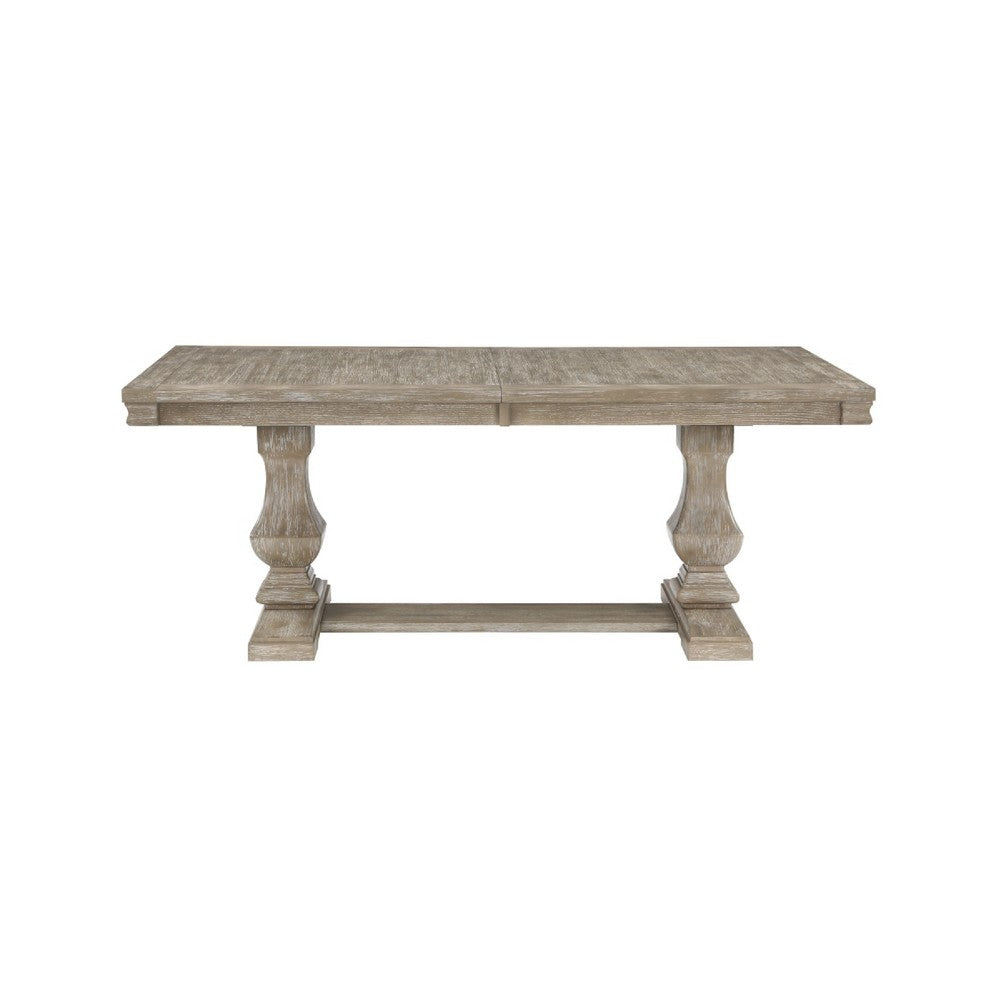Ruth Dining Table | 77-95" Extendable Top | Brownish Gray Trestle Base