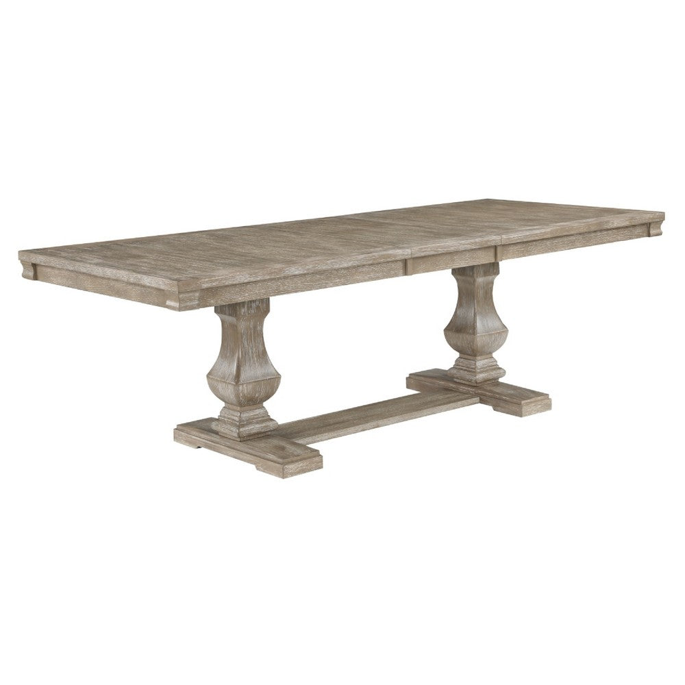Ruth Dining Table | 77-95" Extendable Top | Brownish Gray Trestle Base