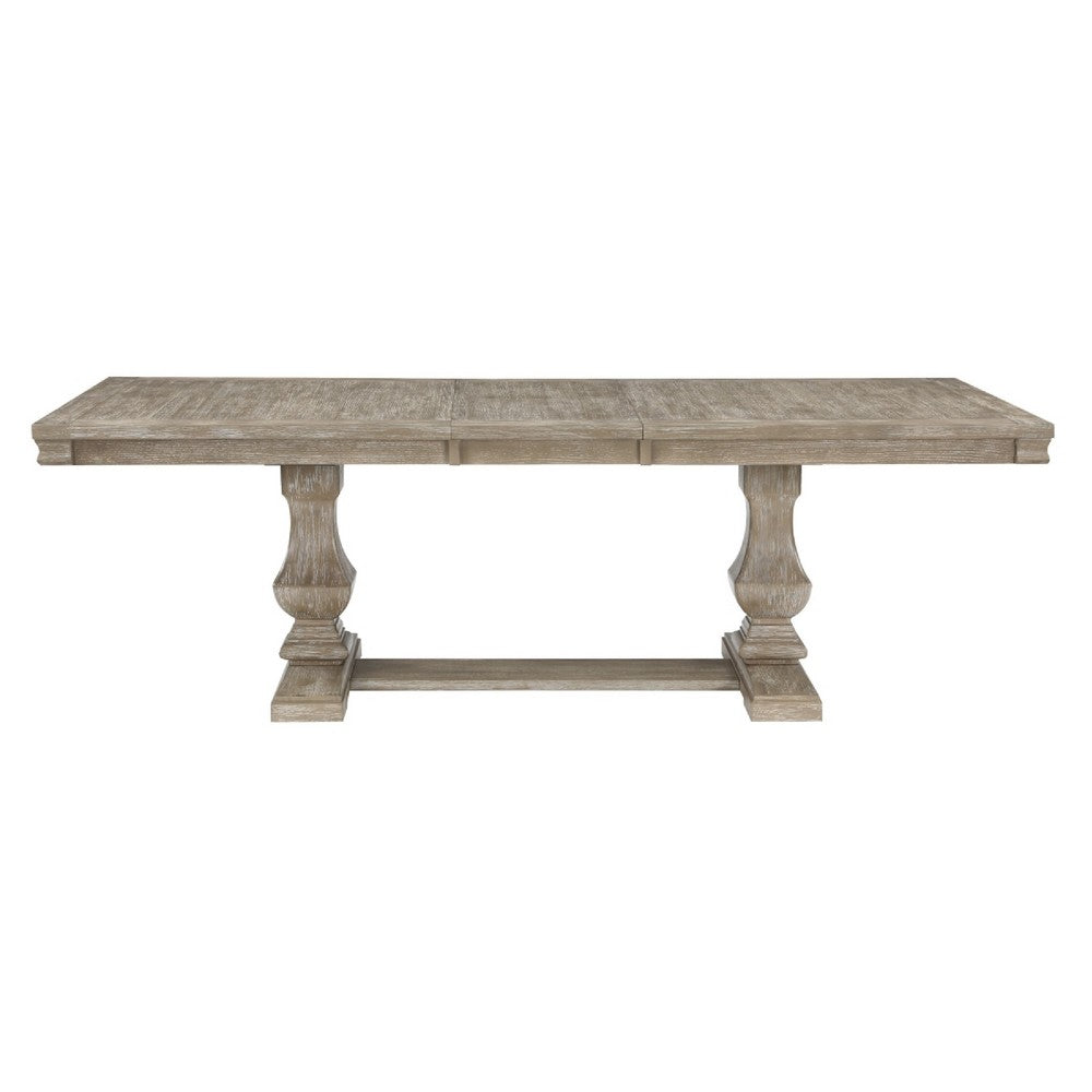 Ruth Dining Table | 77-95" Extendable Top | Brownish Gray Trestle Base