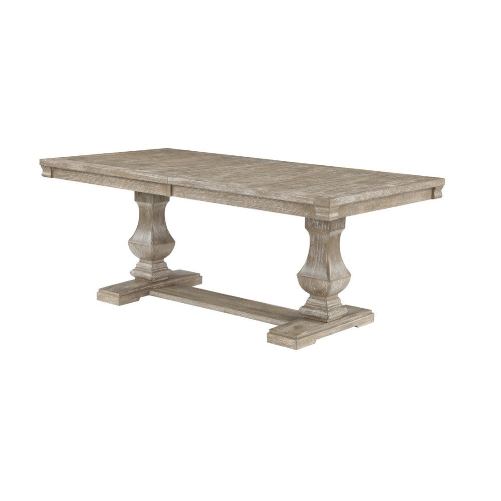 Ruth Dining Table | 77-95" Extendable Top | Brownish Gray Trestle Base