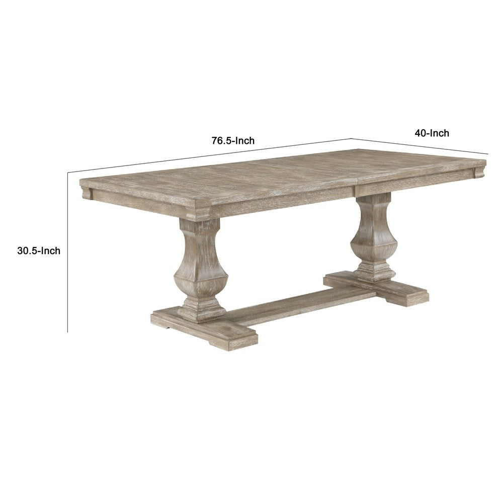 Ruth Dining Table | 77-95" Extendable Top | Brownish Gray Trestle Base