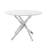 Dew Dining Table | 43" Faux Marble Top | Chrome Cross Legs | White