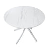 Dew Dining Table | 43" Faux Marble Top | Chrome Cross Legs | White