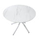 Dew Dining Table | 43" Faux Marble Top | Chrome Cross Legs | White