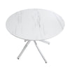Dew Dining Table | 43" Faux Marble Top | Chrome Cross Legs | White