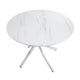 Dew Dining Table | 43" Faux Marble Top | Chrome Cross Legs | White