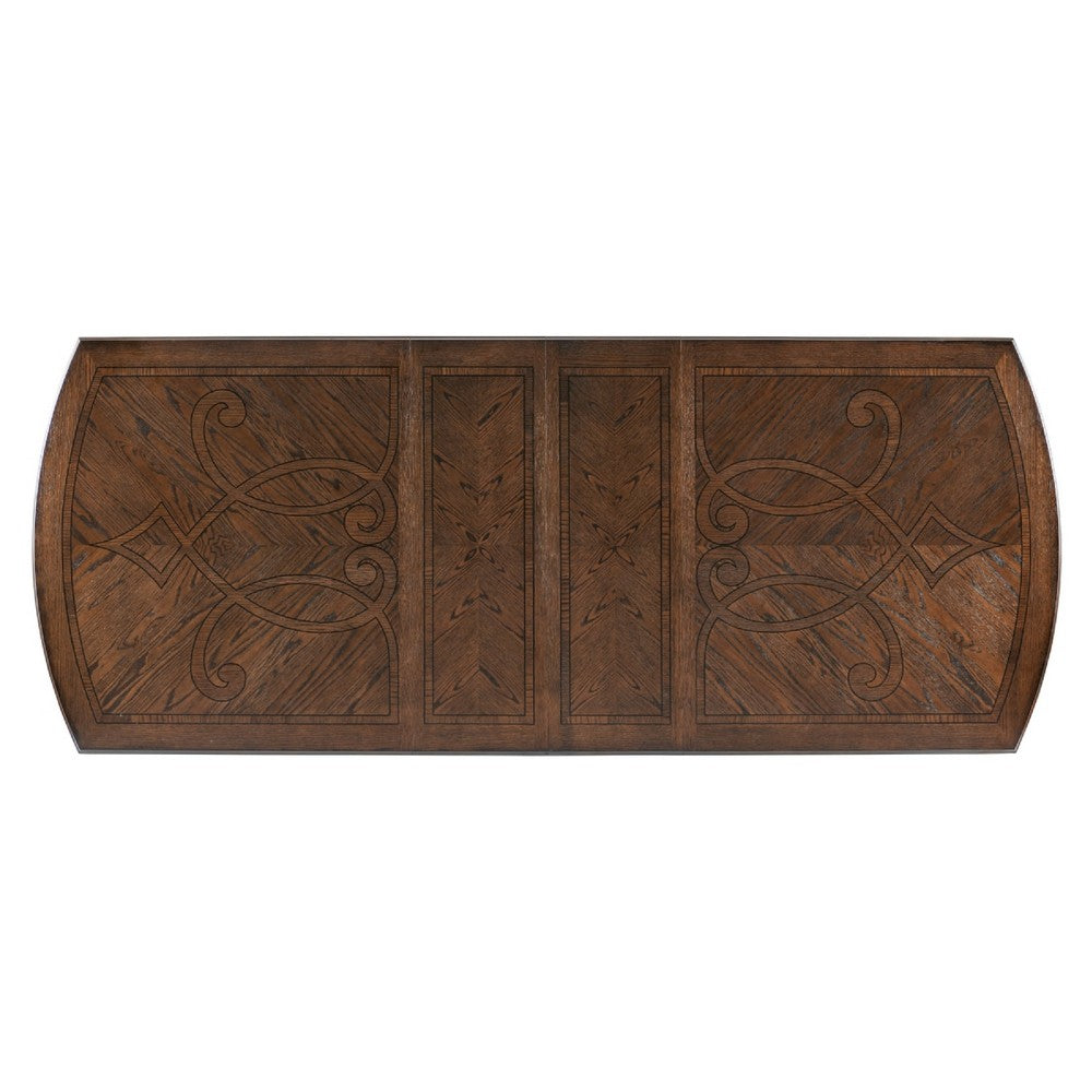 Devi Dining Table | 80-108" Extendable Top | Trestle Base | Oak Brown