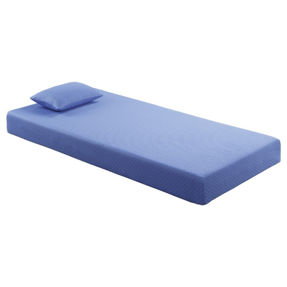 Fia Twin Mattress with 1 Pillow | Charcoal Gel Firm Memory Foam | Blue 7"