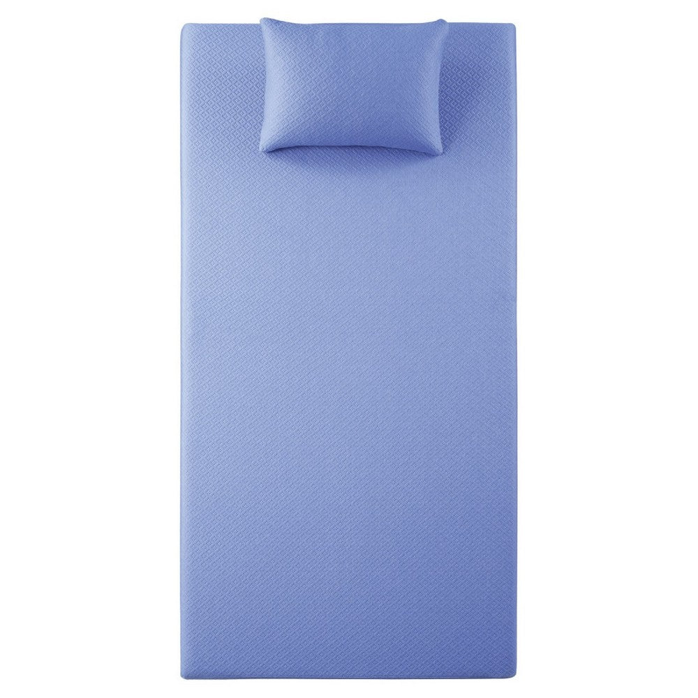 Fia Twin Mattress with 1 Pillow | Charcoal Gel Firm Memory Foam | Blue 7"