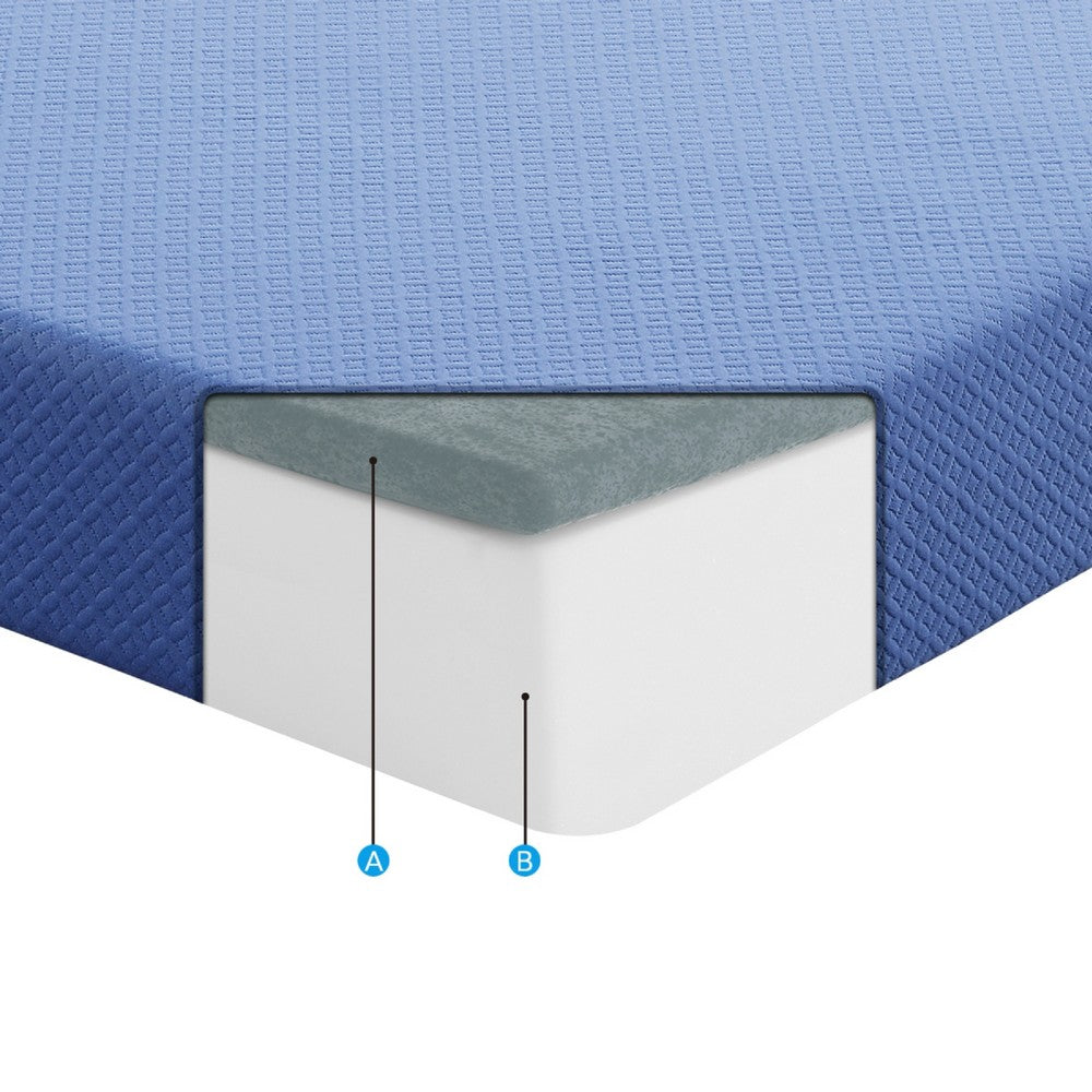 Fia Twin Mattress with 1 Pillow | Charcoal Gel Firm Memory Foam | Blue 7"