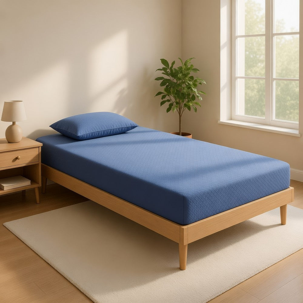 Fia Twin Mattress with 1 Pillow | Charcoal Gel Firm Memory Foam | Blue 7"