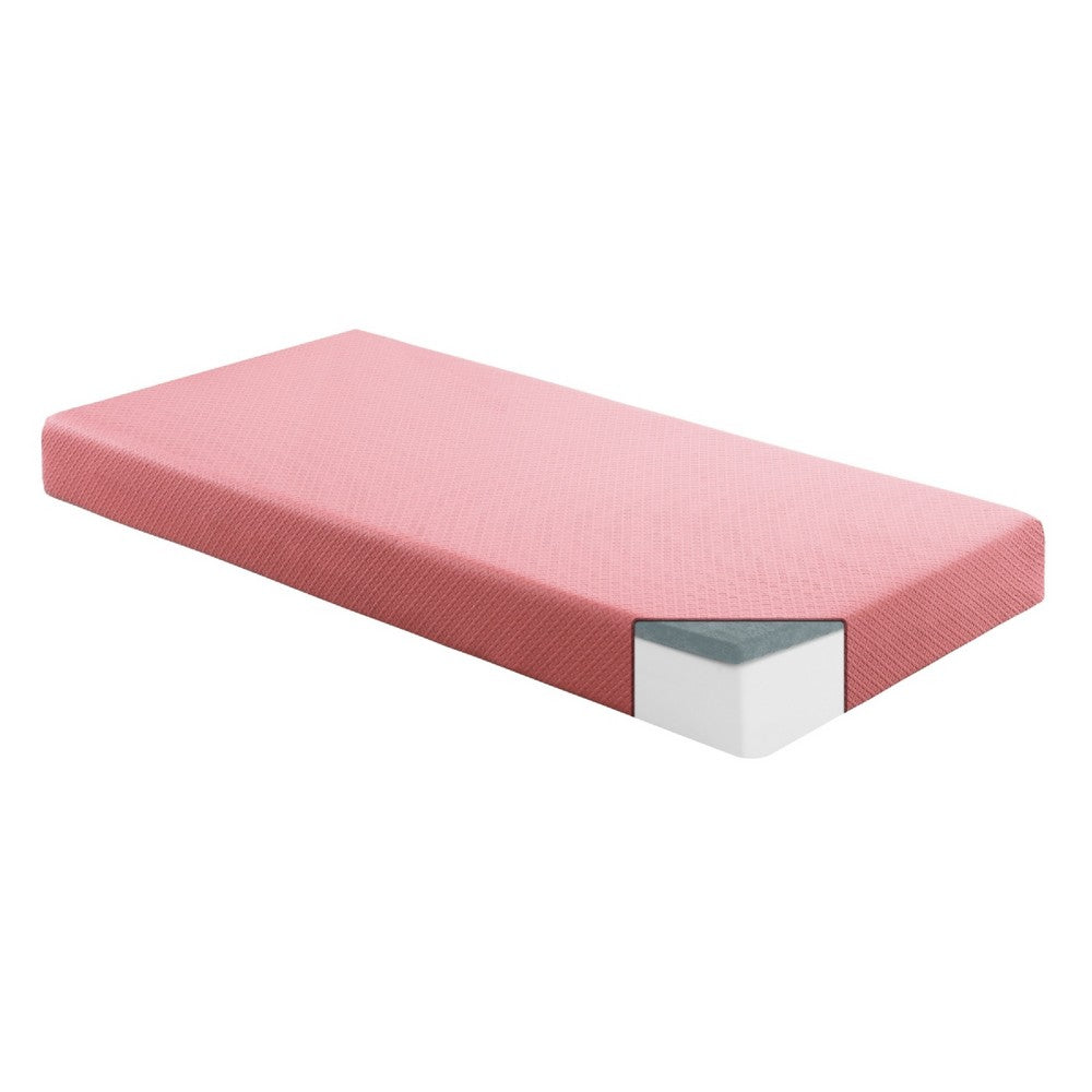 Fia Twin Mattress with 1 Pillow | Charcoal Gel Firm Memory Foam | Pink 7"