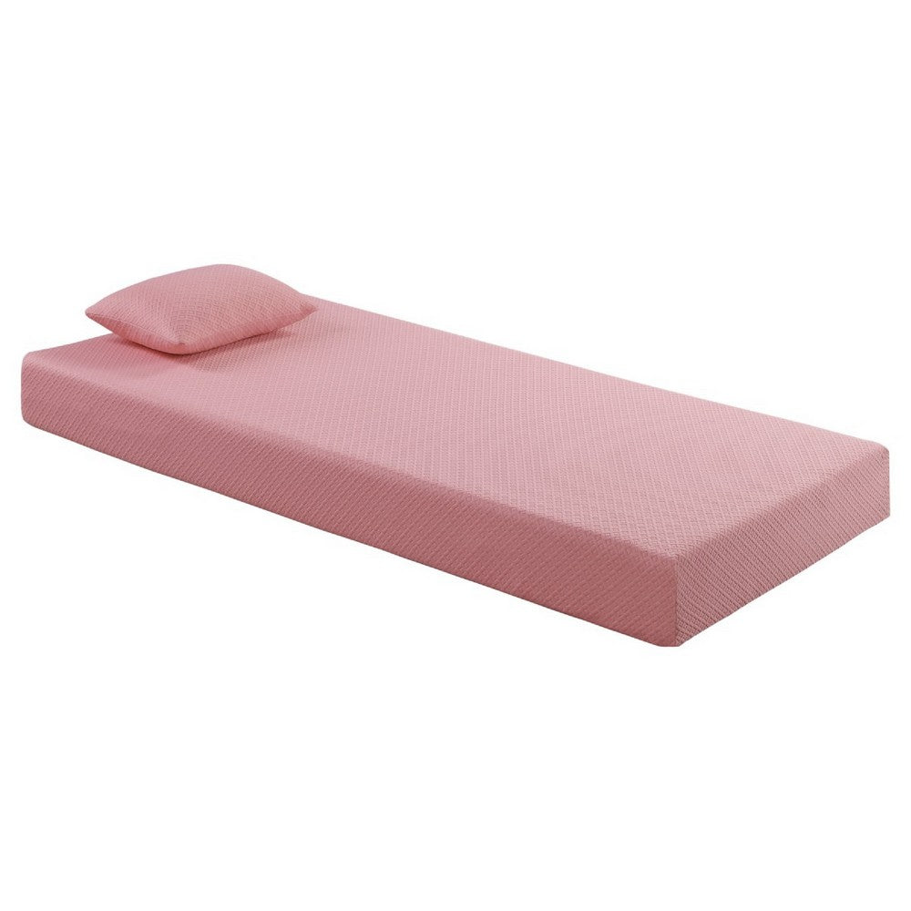 Fia Twin Mattress with 1 Pillow | Charcoal Gel Firm Memory Foam | Pink 7"